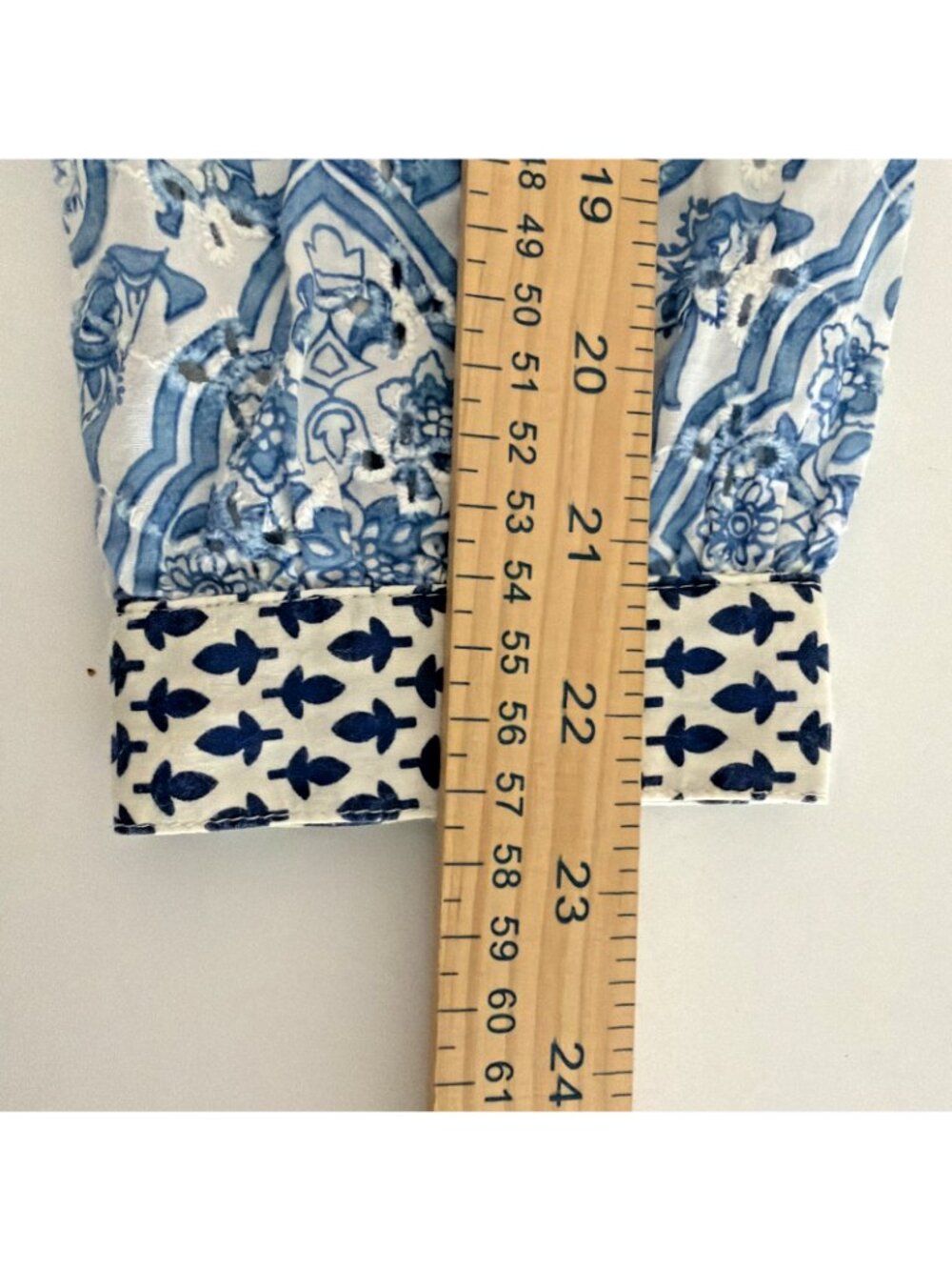 Soft Surroundings Patchwork Prairie Shirt Large Blue Floral Cottagecore Boho - Picture 8 of 11